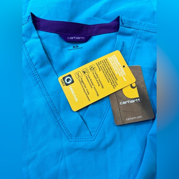 Carhartt NWT Force Cross Flex Modern Fit V-Neck scrub top XS Aqua - Picture 6 of 6